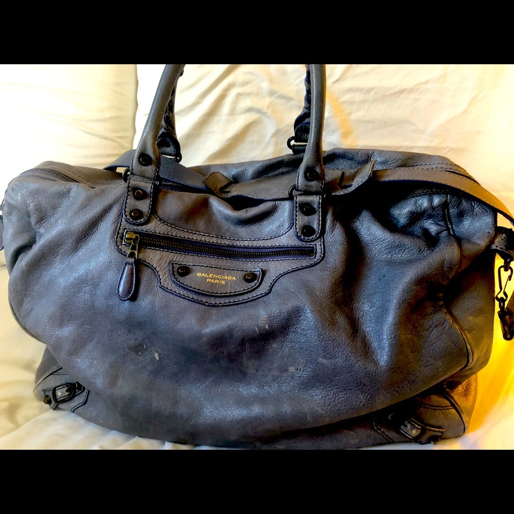 Balenciaga Anthracite Lambskin Giant 21 Work Charcoal Leather Tote